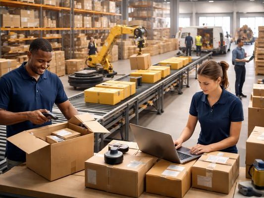 A fulfilment team packing orders against a live queue